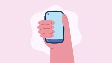 Sticker - hand lifting smartphone device animation