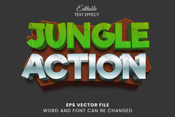 Poster - Jungle action game 3d editable vector text effect