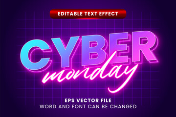 Neon cyber monday vector text effect
