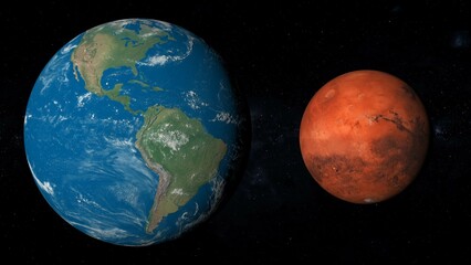 Wall Mural - earth and mars size comparation