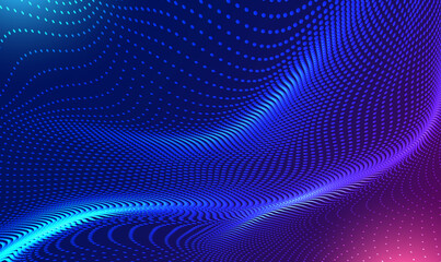 Wall Mural - Futuristic 3d wave particle technology background.
3d abstract sci-fi user interface concept with gradient dots and lines. Digital cyberspace, Hi-tech and big data. Technology or Science. Vector EPS10