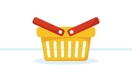 Wall Mural - yellow shopping basket market animation