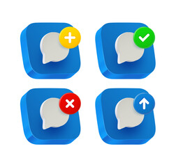 Aufkleber - Chat cloud icon set with different pictograms. 3d vector icons set