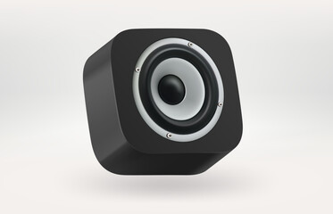 Poster - Black audio cabinet icon. 3d vector illustration