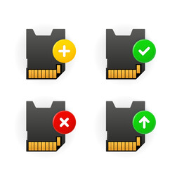 Aufkleber - Memory card icons set with different pictograms. 3d vector icons set