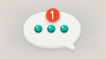 Poster - Speech bubble icon with notification pictogram. 3d vector illustration