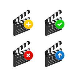 Aufkleber - Cinema clapper icon set with different pictograms. 3d vector icons set