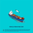 World Maritime Day vector illustration.