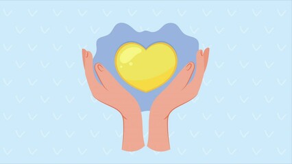 Wall Mural - yellow heart love peace symbol animation