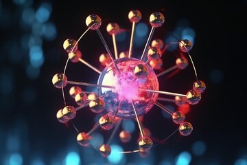 Wall Mural - atomic nucleus electrons neutrons protons. model shows that an atom is mostly empty space, with elec