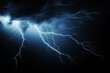Leinwandbild Motiv Lightning rays electrical energy charge thunder in dark night sky