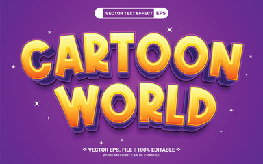 Poster - Cartoon world editable 3d vector text effect