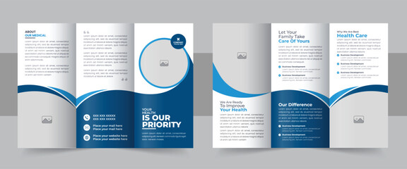 Wall Mural - medical clinic trifold brochure flyer layout, medical & healthcare trifold brochure template, health