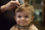 the child at the hairdresser