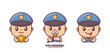 cute police baby cartoon mascot