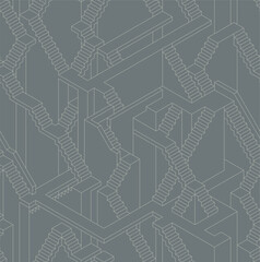 Vector seamless geometric line isometric pattern staircase