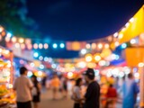 Fototapeta  - Abstract blurred night market with lights bokeh background