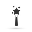 © Iryna - Grey Magic wand icon isolated on white background. Star shape magic accessory. Magical power. Vector