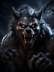 Wall Mural - a werewolf monster with an angry gaze