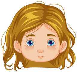 Sticker - Cute Girl with Blond Hair Cartoon