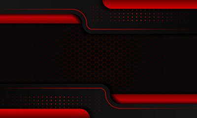 Poster - modern red gradient overlapping background with line shiny on carbon shape background