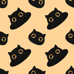 Pattern Cat & Cat in hole Light Yellow BG