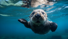 Sea Otter In Deep Sea