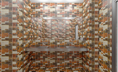 Wall Mural - Public female restroom. 3D rendering.