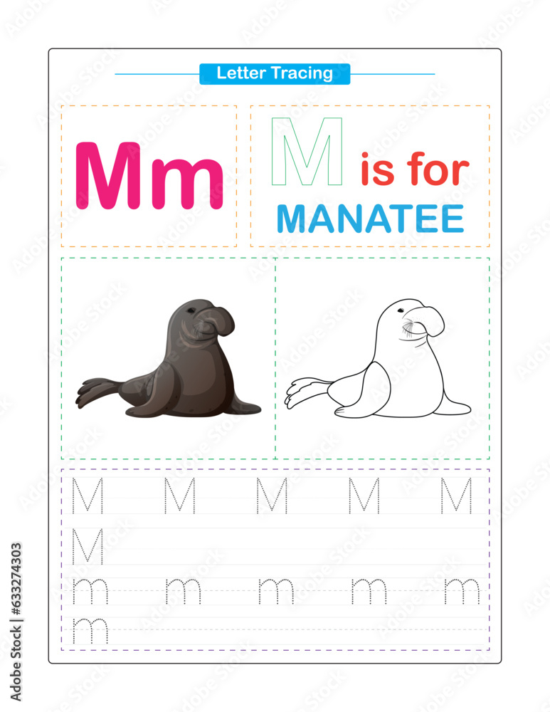 Uppercase and Lowercase. Cute children. Colorful ABC alphabet tracing ...