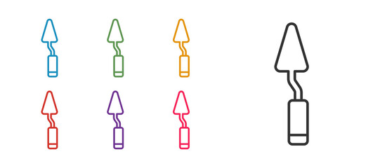 Set line Palette knife icon isolated on white background. Set icons colorful. Vector