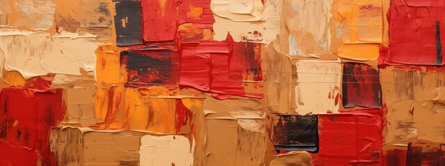 closeup of abstract rough colorful multicolored red orange brown beige colored art painting texture,