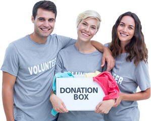 Poster - Digital png photo of caucasian group of male and female colleagues on transparent background