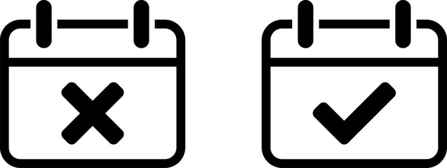 Poster - Simple Black and White Calendar Time Appointment Icon Set. Vector Image.