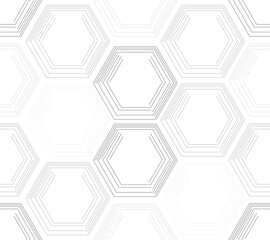 Wall Mural - Geometric graphic hexagona seamless pattern background molecule and communication. Big data complex with compounds.