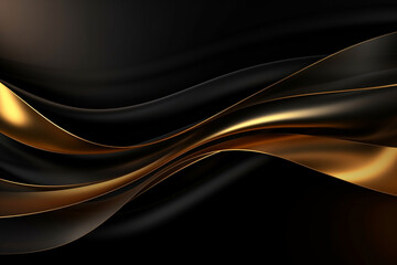 black background with soft texture decorated with shiny golden lines. black gold luxury background