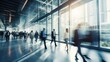 © Fred - Blurred group of busy business people moving through a corporate office space