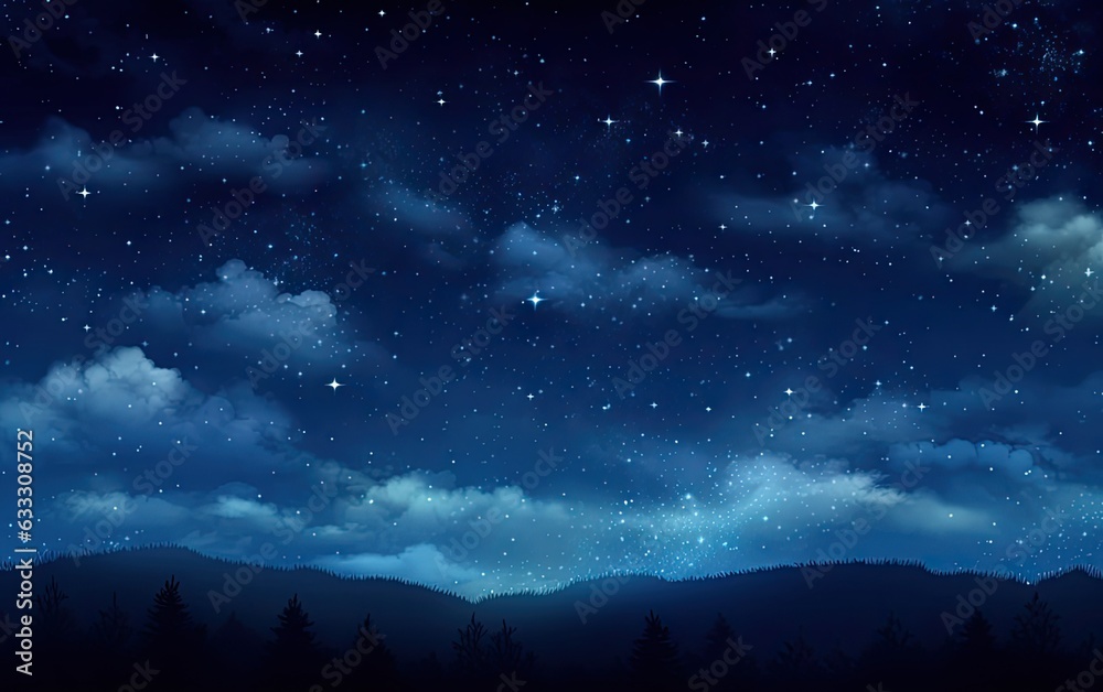 Beautiful night sky. Night starry sky dark blue space background with ...