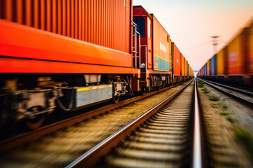 Wall Mural - Moving Cargo Train and Its Freight