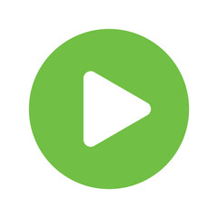 Play button green color icon video audio player and transparent background.