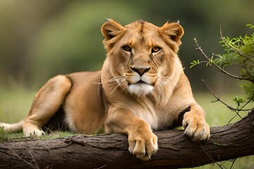 Wall Mural - lion in the grass