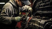 Auto Technician Skillfully Fixes A Faulty Electronic Power Steering System, Contributing To Improved Driving Comfort And Ensuring Confident Handling. Generated By AI