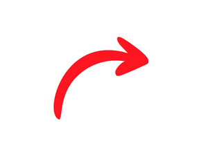 Poster - Red curved arrow icon sign. Arrow icon for your web site design, logo, app, UI. Arrow indicates the direction symbol vector design and illustration.