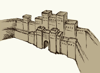 Wall Mural - Babylonian Gate. Vector drawing scene