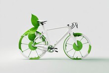 Bike Shape Created Of Green Leafs. Ai Generative