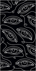 Wall Mural - Vector illustration of human eye. Modern one line art. For posters, wallpapers, tattoo, tee shirt print or embroidery and as social media design. Modern fashionable pattern