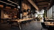 restaurant interior with Loft design. Generative AI