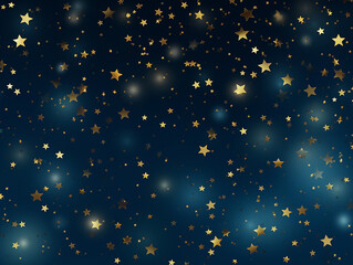 Yellow gold stars on a blue background, festive New Year background