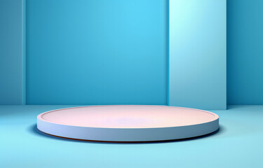Poster - Abstract scene white round podium mockup. Award ceremony concept.