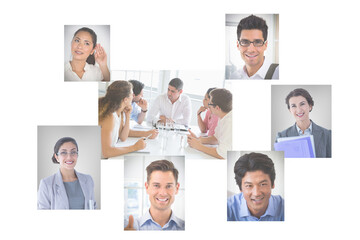 Sticker - Digital png illustration of network of business colleagues on transparent background