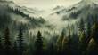dark foggy foggy mountain forest landscape